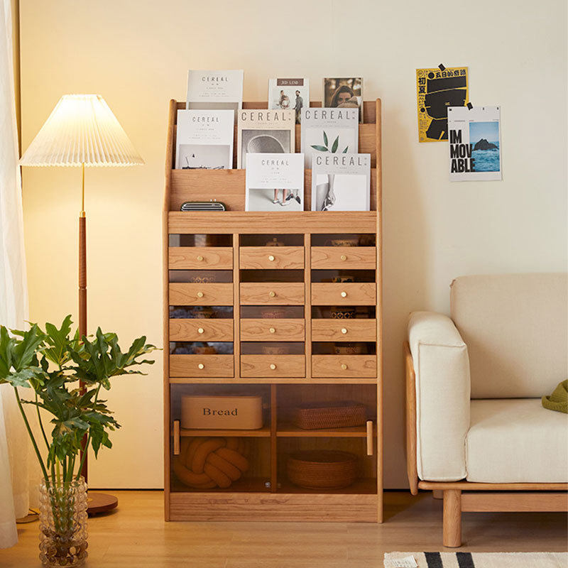 北欧全实木书柜置物架边柜日式简约现代书架客厅储物收纳柜杂志柜