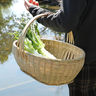 手工竹编手提竹篮买菜菜篮纯天然收纳筐家用水果篮采摘竹篮鸡蛋筐
