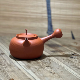 潮州砂铫侧把壶半手工红泥陶壶煮茶器烧水跳盖薄胎壶炭炉煮水茶具