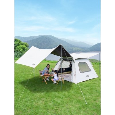 原始人黑胶帐篷户外折叠便携自动专业野营过夜天幕二合一露营装备