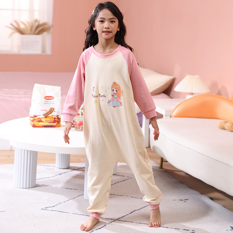 儿童家居服连体衣中大童分腿睡袋