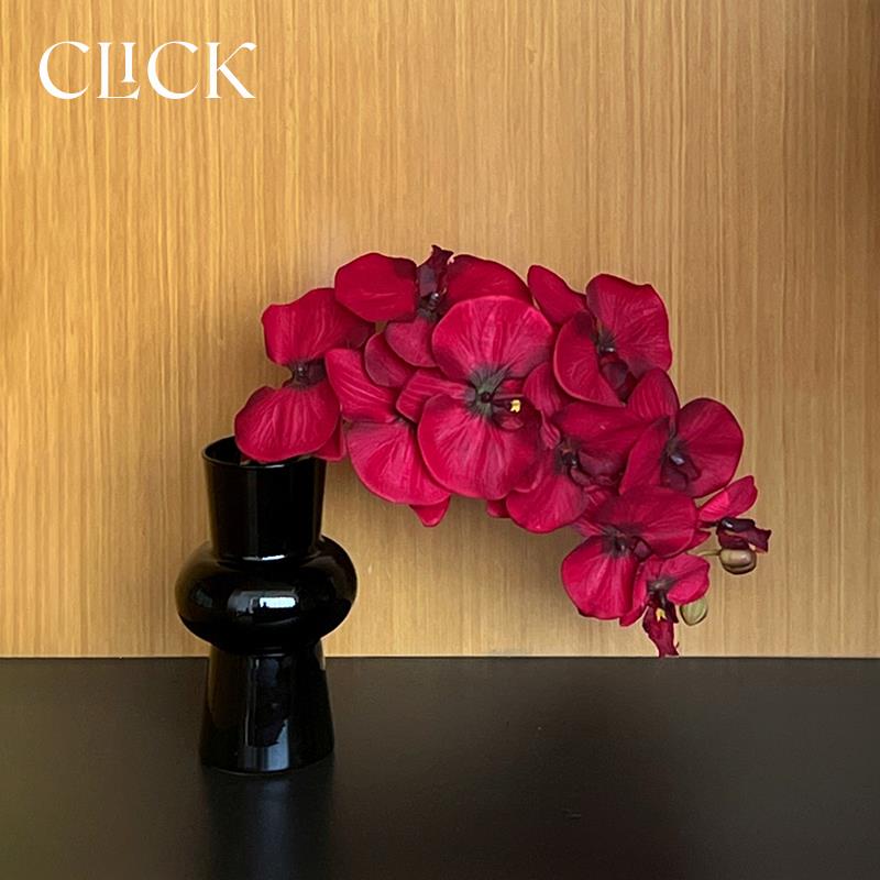 click红色仿真花蝴蝶兰新年喜庆装饰家用商用婚礼乔迁摆件高品质