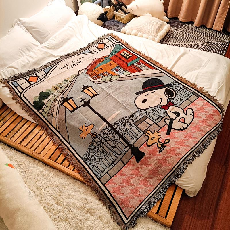 卡通沙发盖毯单人小毯子针织休闲毯午休小睡毯动漫沙发巾盖布ins