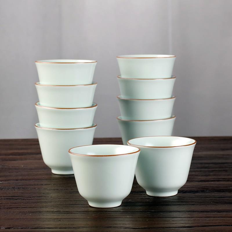 星芸汝窑功夫茶杯套装6只品茗杯陶瓷三才盖碗不开片茶具10个杯子