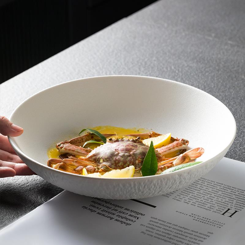 大容量深盘干锅麻辣海鲜盘小龙虾盘高级感酸菜鱼汤盘陶瓷汤盆家用