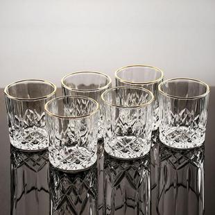 啤酒水晶玻璃杯家用威士忌烈酒杯酒吧杯子洋酒杯耐热水杯6只套装