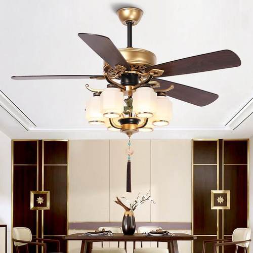 高端新中式灯吊扇灯新款吊灯2024中国风复古客厅卧室中餐厅风扇灯