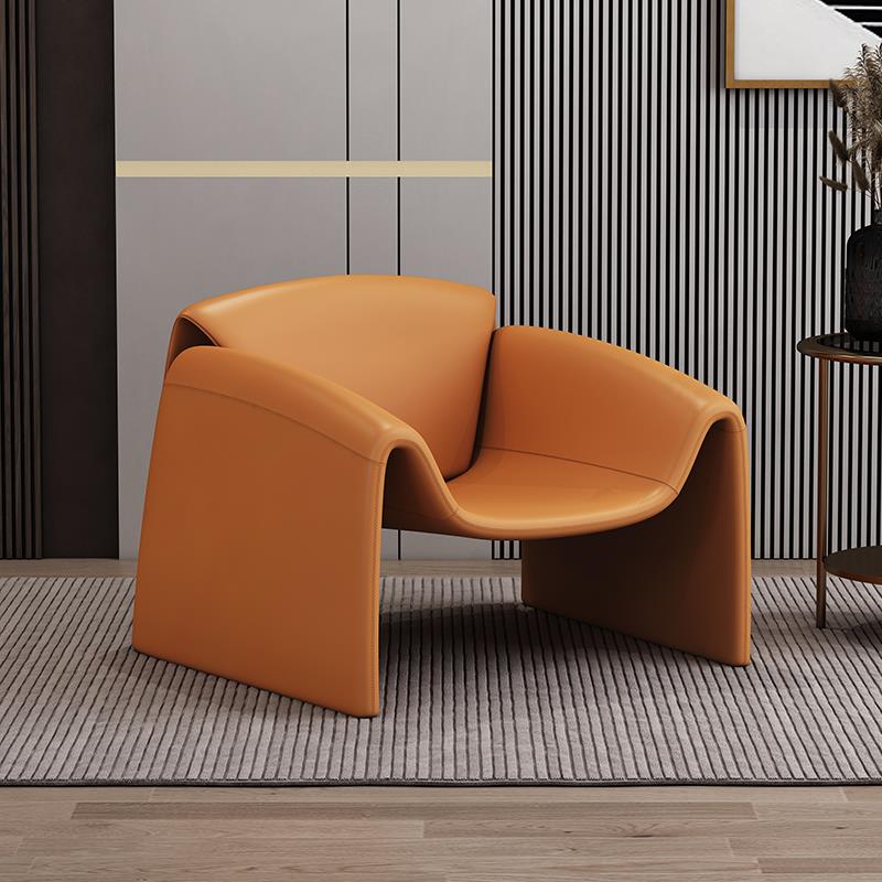 意式轻奢沙发设计师椅子休闲 极简客厅创意螃蟹老虎椅单人椅皮质