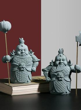 新中式护宅门神哼哈二将摆件客厅门口玄关电视柜书房家居装饰品