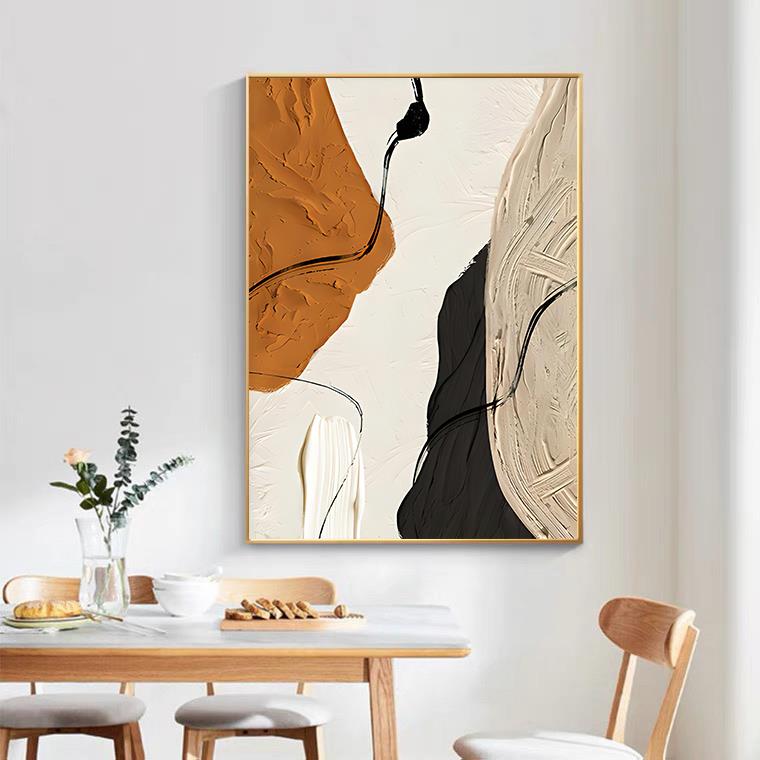 客厅沙发背景墙橙色装饰画抽象挂画玄关现代抽象肌理感大幅落地画