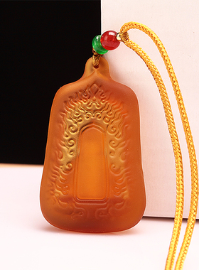 藏式黄财神佛像 吊坠财神项链男女挂件 藏风配饰彩色琉璃合金吊坠
