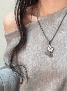 【羊悠悠】学霸小猫可爱百搭喵星人项链男女个性趣味情侣新潮