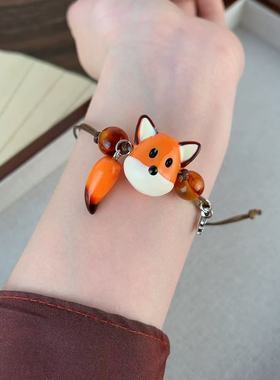 可爱小狐狸手链diy创意百搭小众设计感治愈配饰高颜值精致手饰女