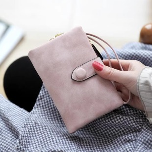 韩版新款小清新磨砂短款钱包女款学生多功能大容量女士硬币零钱夹