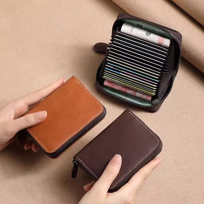 多卡位男士复古零钱包收纳包驾驶证多功能防盗刷男款男式迷你卡包
