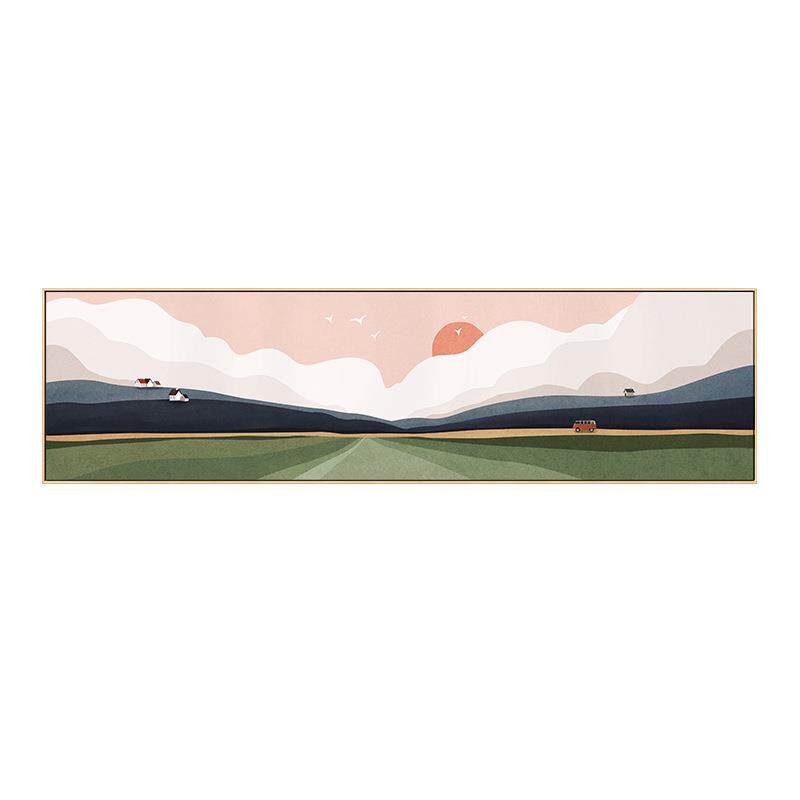 北欧风格清新床头装饰画现代横幅卧室背景风景挂画房间温馨壁画