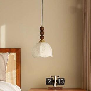 法式复古卧室床头小吊线灯壁灯中古风布艺花朵客厅民宿过道吸顶灯