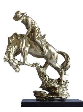 美式创意西部牛仔树脂工艺品摆件老板办公室酒柜书柜办公桌装饰品