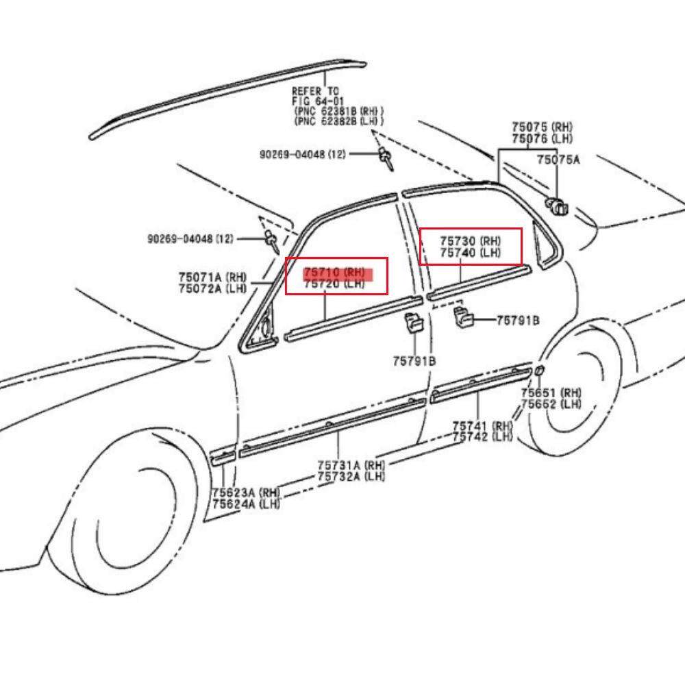 适用于丰田凯美瑞SXV201996-2000车门外窗户饰条挡水外压密封条