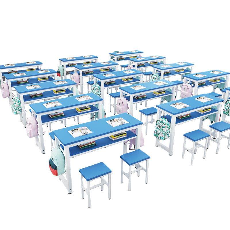 双层课桌椅彩色培训桌辅导班学习桌双人书桌组合美术桌中小学生