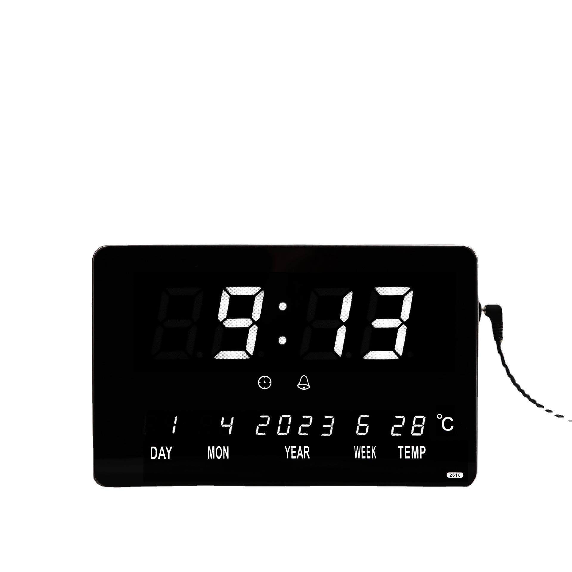 家用客厅简约新款数码字万年历电子挂钟静音时钟表厂家直供