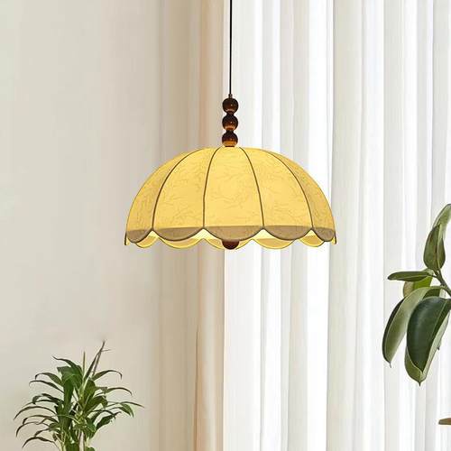 南洋风卧室吊灯布拉格餐厅灯中古侘寂风民宿吊灯法式复古布艺吊灯