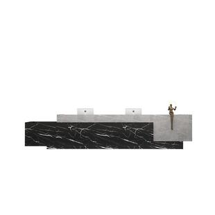 公司前台接待台酒店售楼部吧台简约现代柜台桌岩板仿大理石收银台