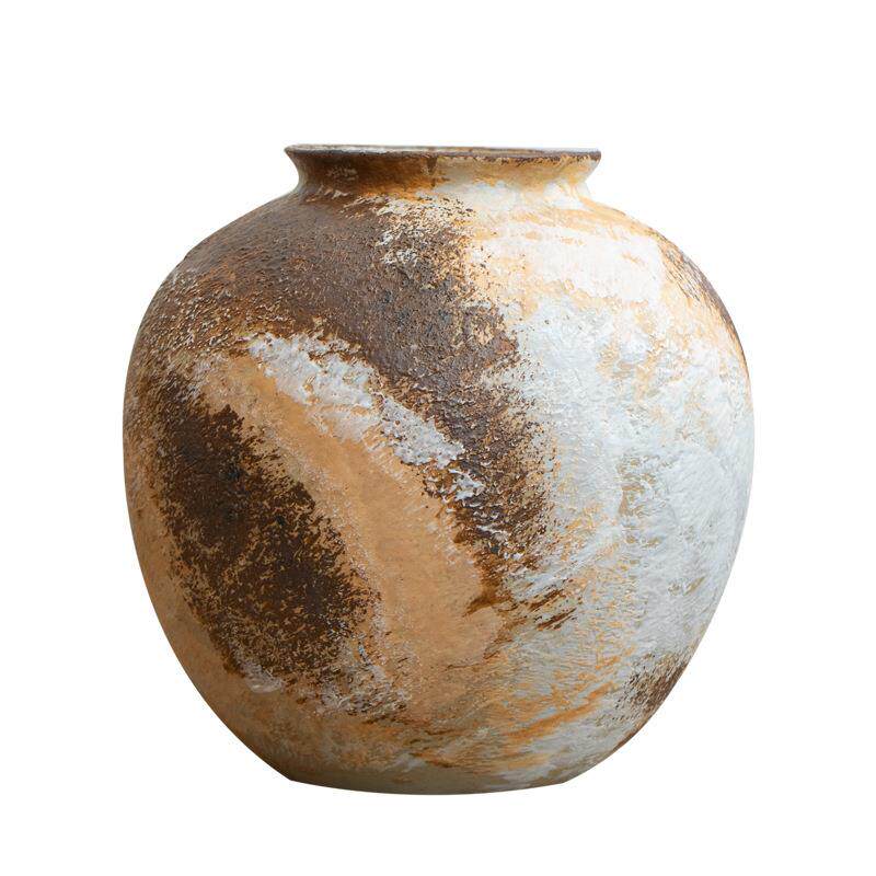 蜀门侘寂风中古陶瓷装饰花瓶干花客厅插花摆件小众高级感民宿酒店