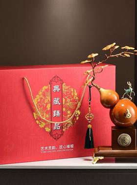 福鹿双全新中式葫芦摆件高档客厅玄关屏风装饰办公室乔迁新居礼品