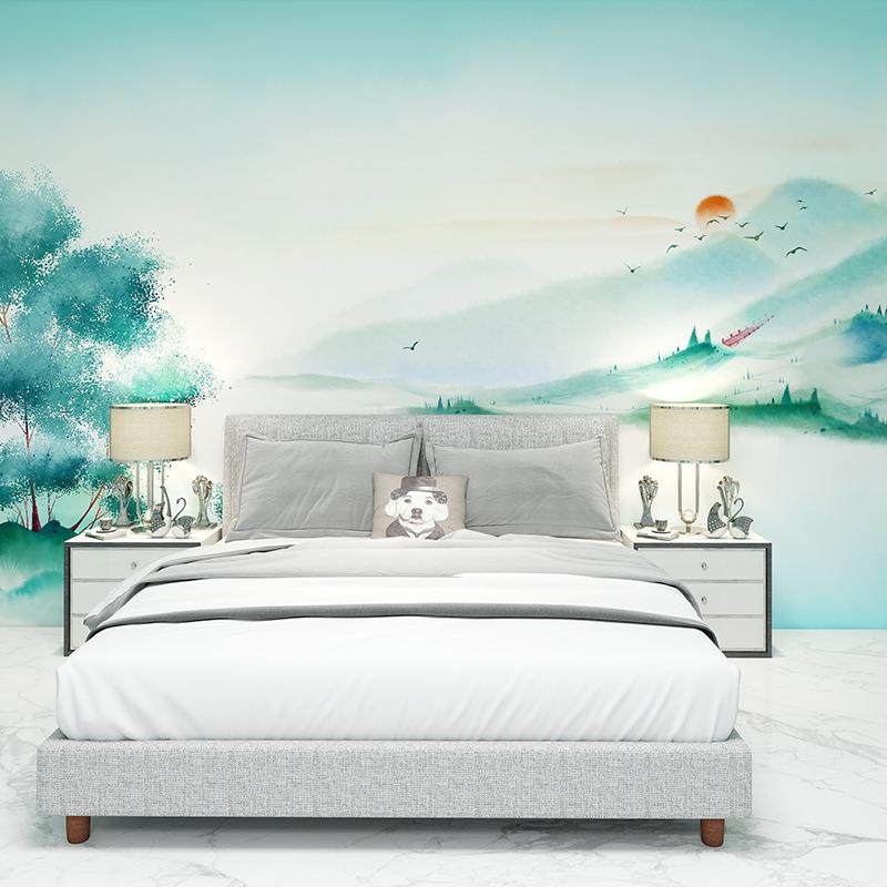 中式床头民宿酒店背景墙壁纸水墨画效果自粘PVC加厚墙纸,家装主材,其它材质类墙纸,淘宝优惠券,粉丝福利购,淘宝优惠卷