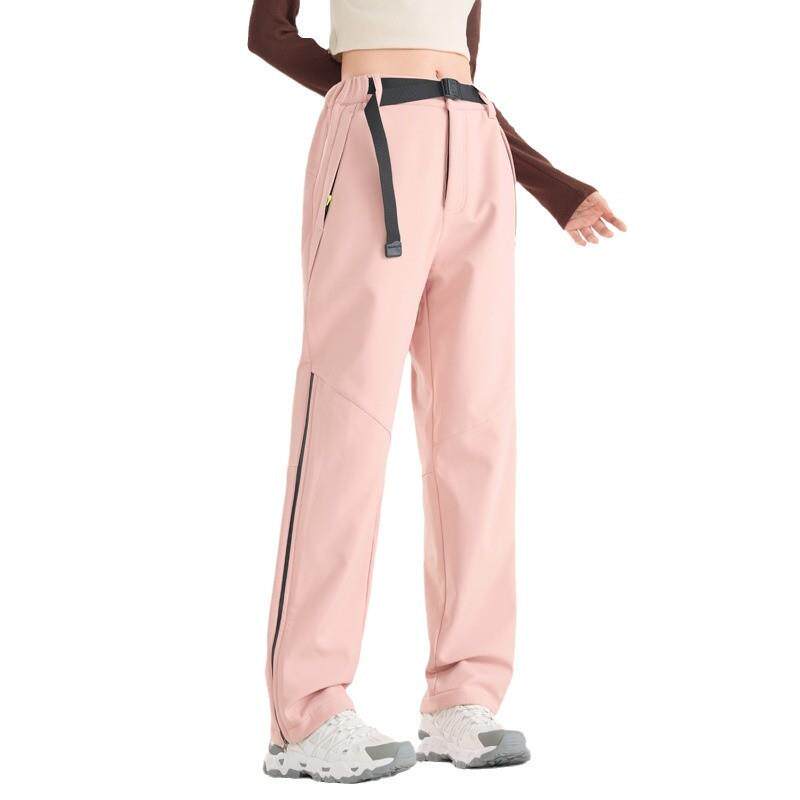 24新款户外登山裤软壳裤男士秋冬季保暖防风休闲宽松直筒冲锋裤女