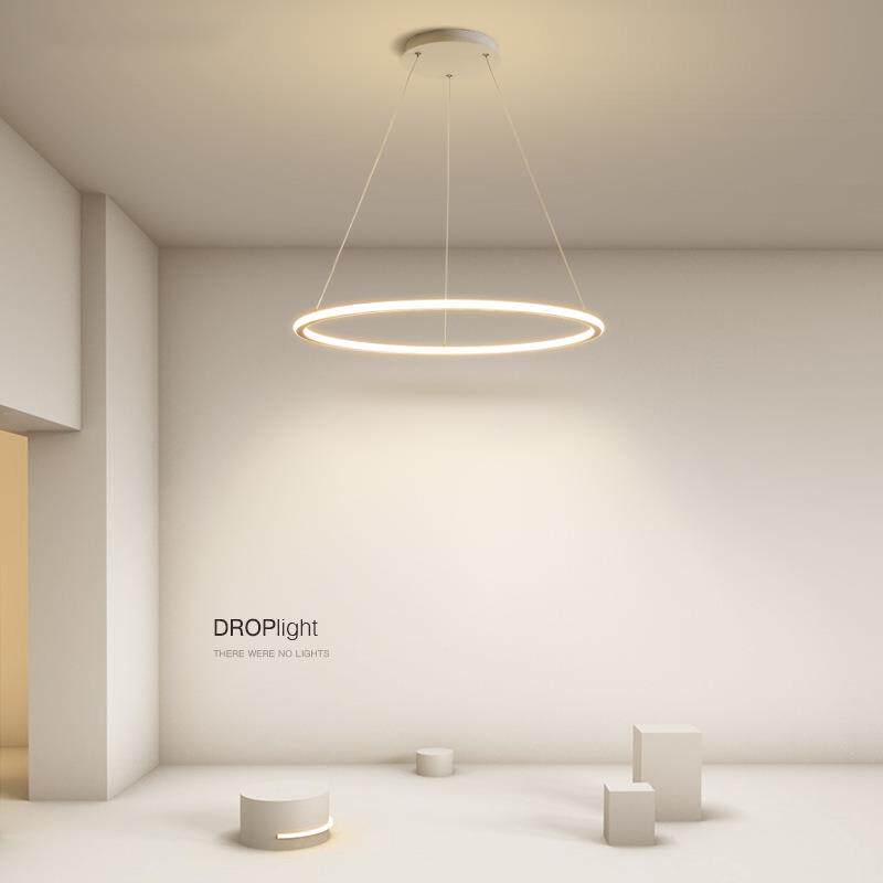 led餐厅吊灯现代简约圆形创意高亮吊灯客厅灯卧室灯书房饭厅灯具