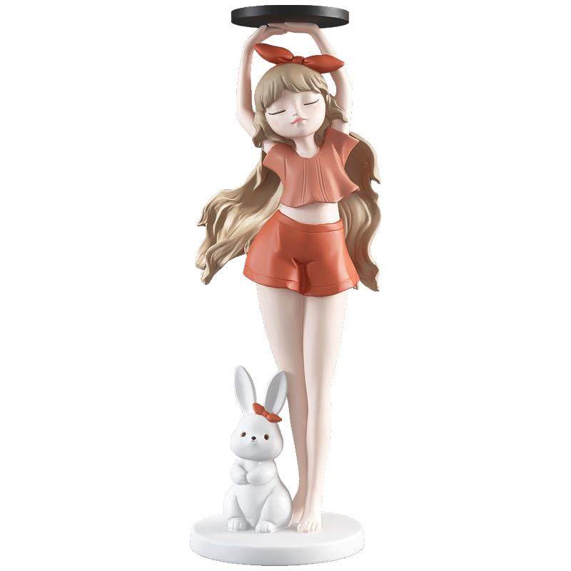 创意女孩托盘客厅摆件大型落地沙发电视柜旁家居好物乔迁新居礼品,家居饰品,落地摆件,淘宝优惠券,粉丝福利购,淘宝优惠卷