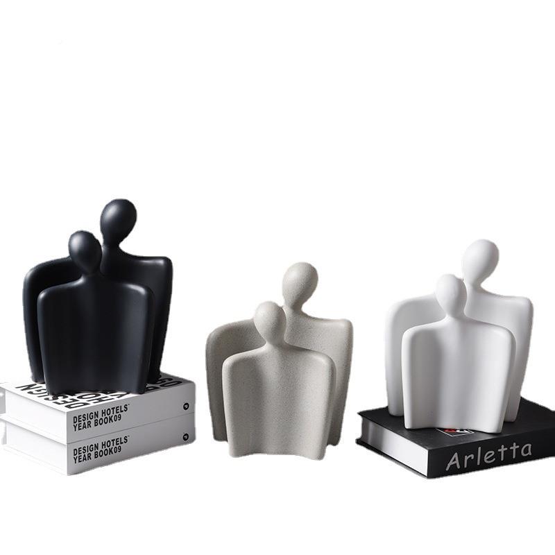 创VWW意卡柜通抽电象陶瓷情人物拥抱摆件酒柜子视桌面侣工艺品