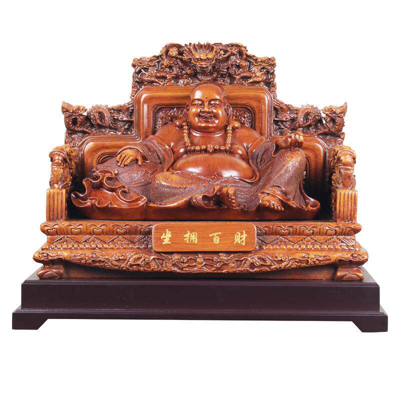 弥勒佛摆件大号客厅酒柜装饰品笑佛大肚佛树脂工艺品开业礼品