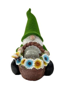 太阳能灯树脂庭院阳台装饰摆件花园户外精灵侏儒植绒矮人摆件