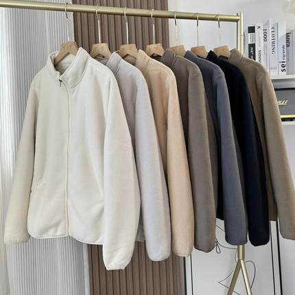 Hollister男子复合加厚摇粒绒羊羔毛保暖立领外套小海鸥情侣卫衣