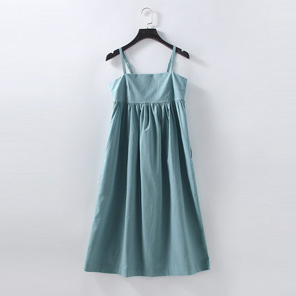 Hollister小海鸥棉麻吊带裙子混纺无袖性感亚麻吊带连衣裙中长裙