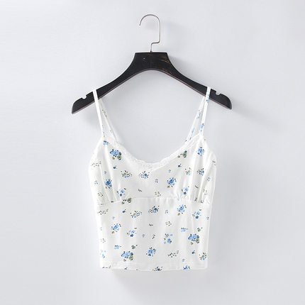 Hollister小海鸥夏季修身内搭性感碎花蕾丝边领口打底吊带背心女