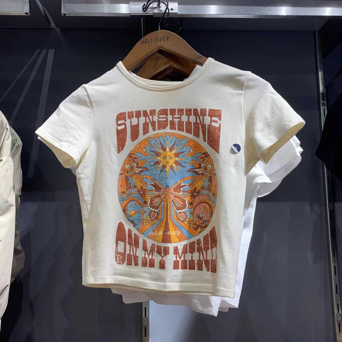 Hollister小海鸥夏新款时尚圆领女装短袖印花辣妹上衣BM风显瘦T恤