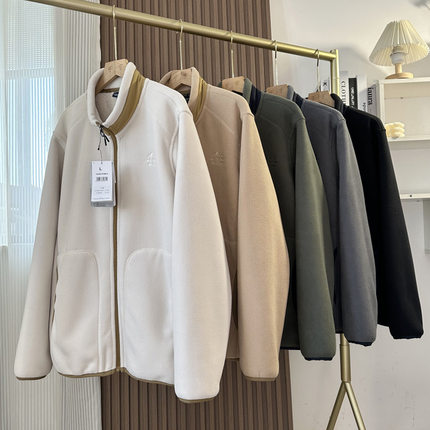 Hollister男子复合双层摇粒绒加绒外套小海鸥女立领夹克情侣上衣