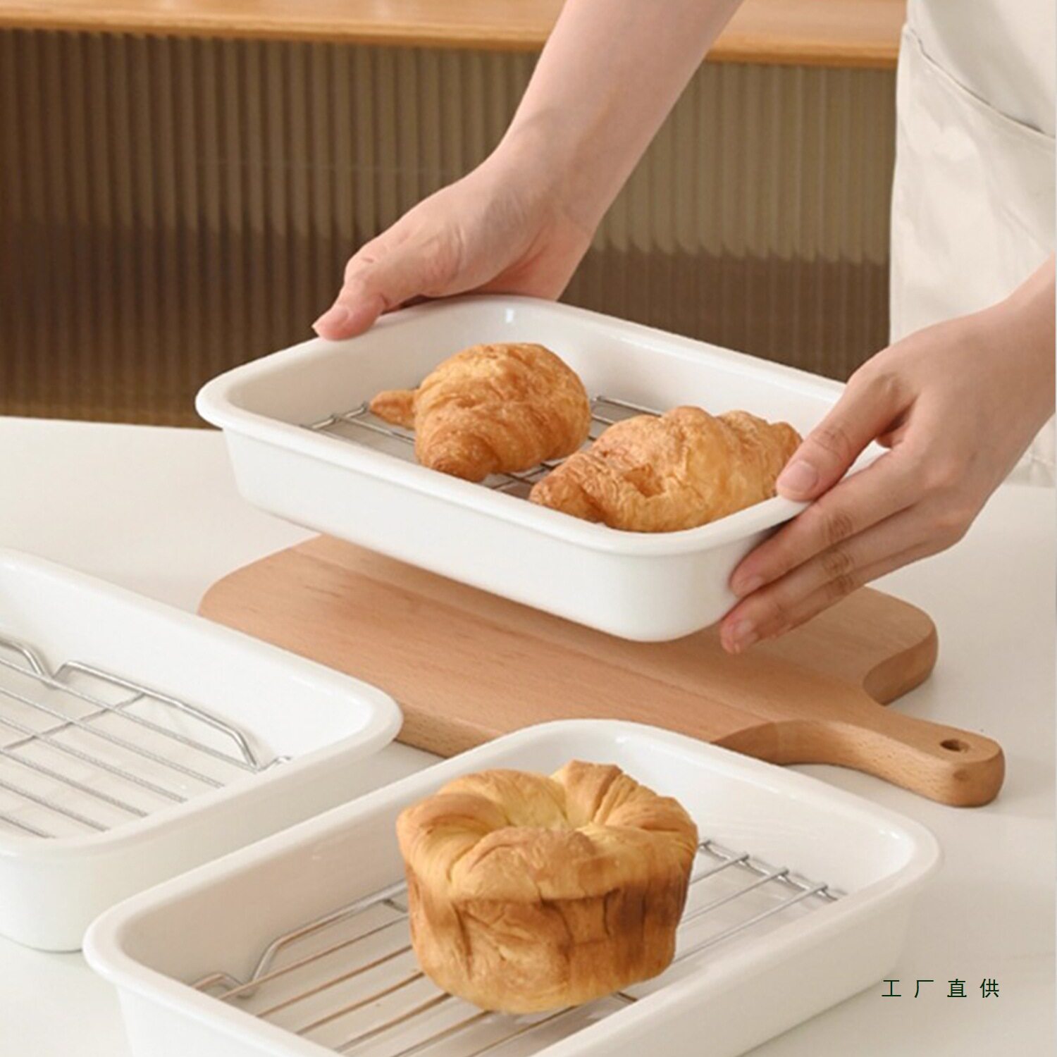 烘培微波炉蒸烤箱烤盘沥油滤水托盘长方形陶瓷焗饭餐盘