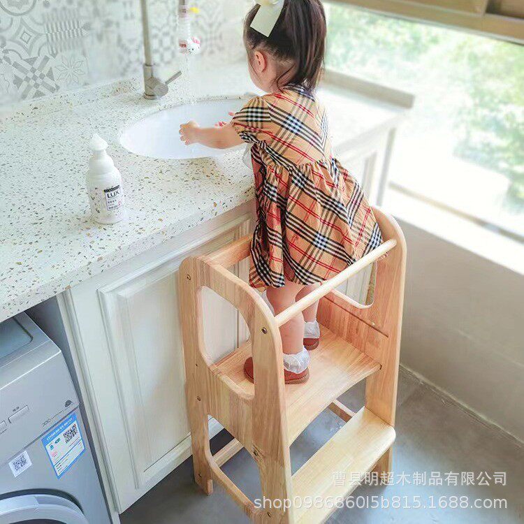 儿童实木洗漱扶手阶梯凳