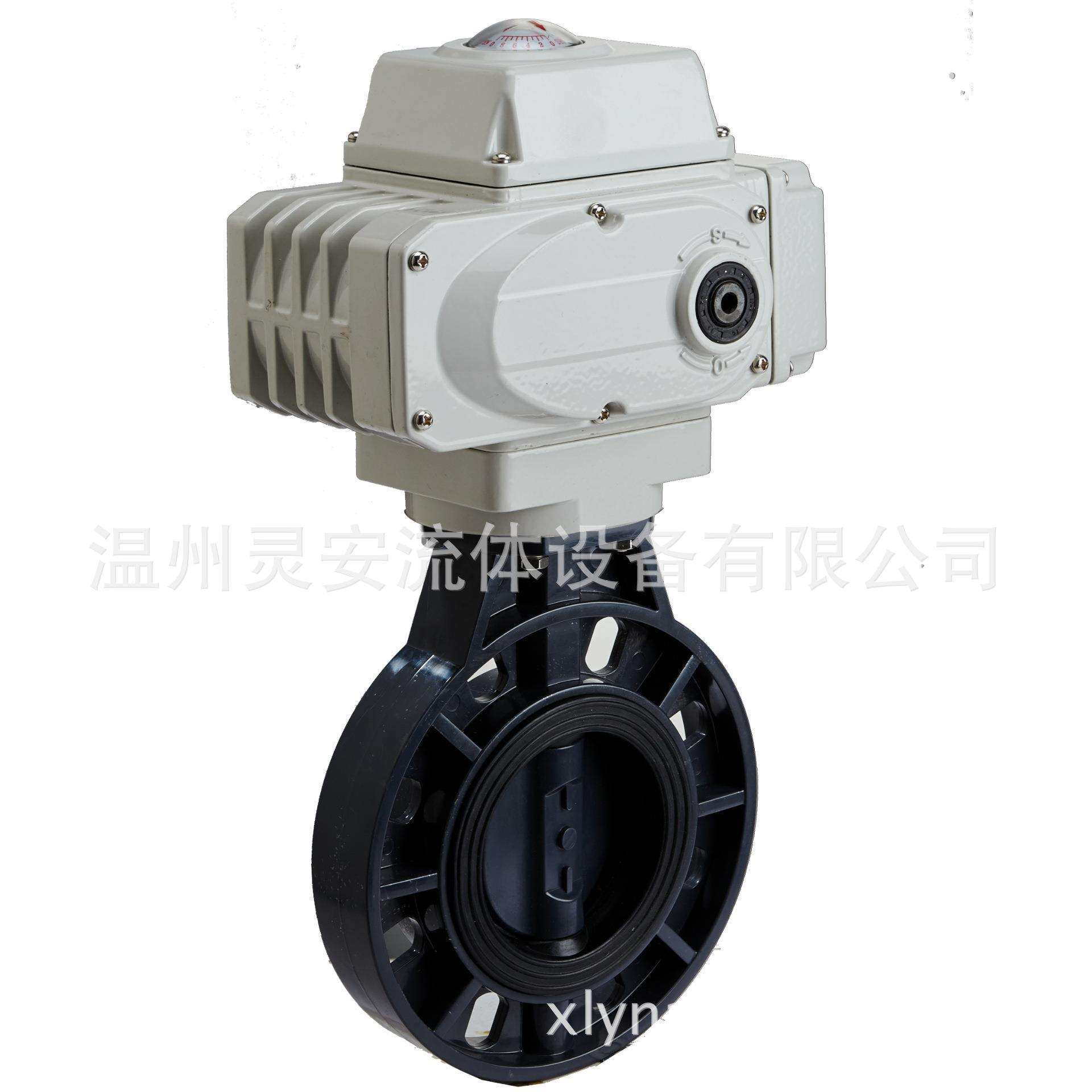 DN250电动塑料蝶阀D971X-10US电动塑料UPVC对夹PVDF化工防腐蝶阀