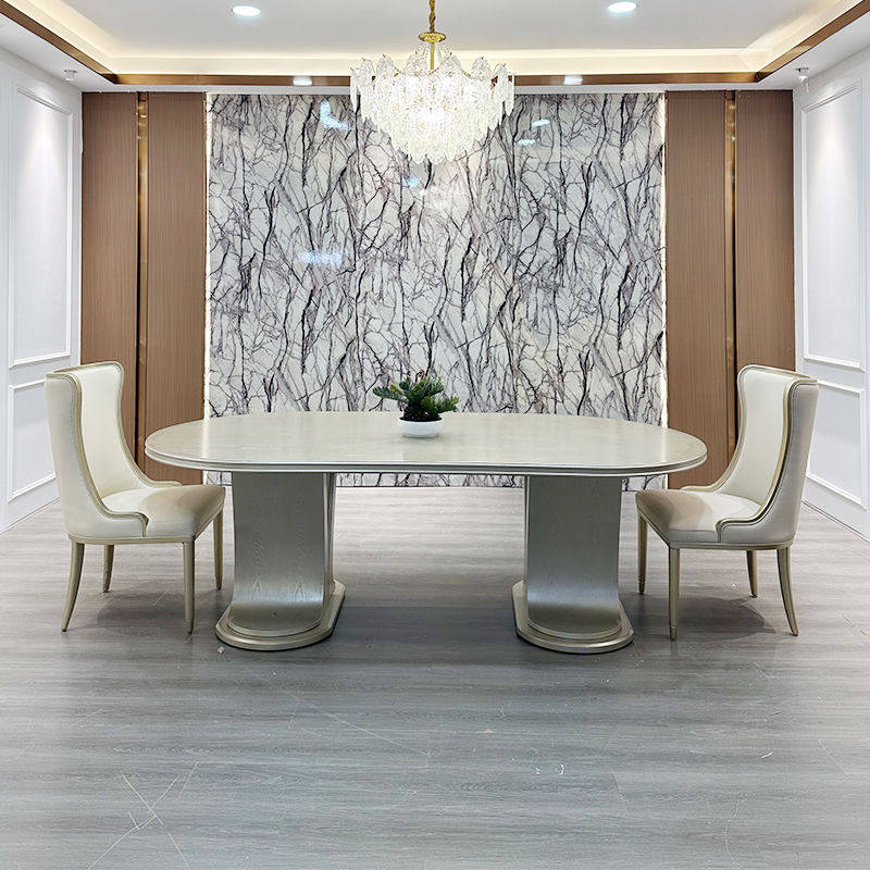 美式轻奢实木整装款餐桌小户型家用饭桌组合现代简约长方形餐桌椅