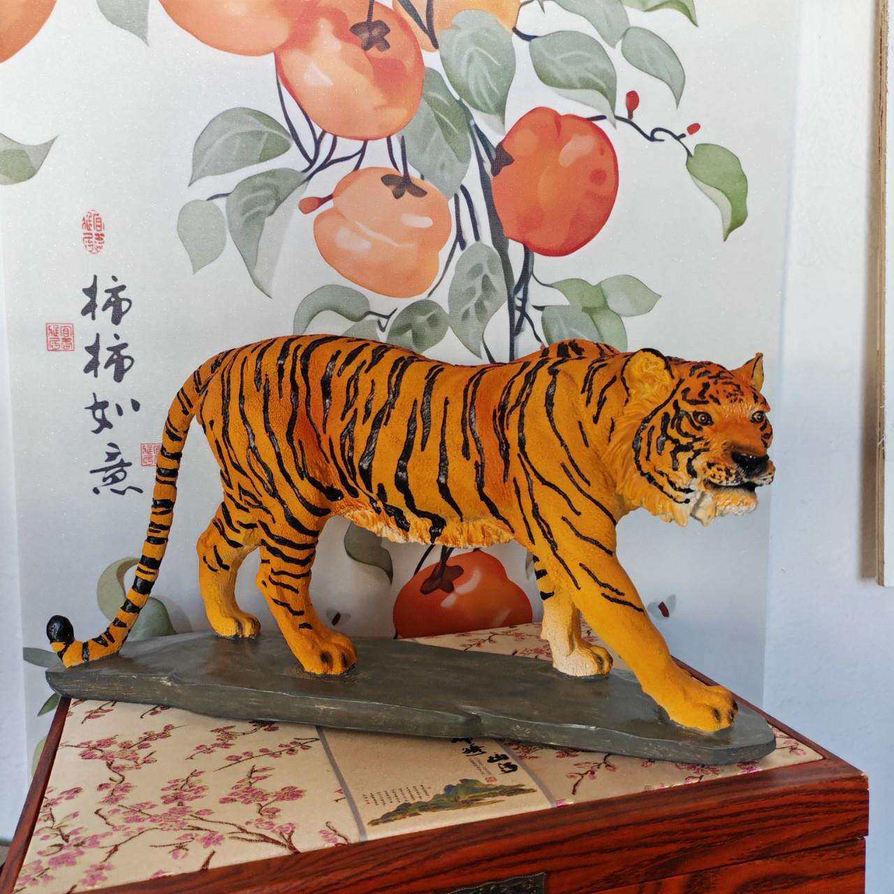老虎生肖虎啸山河树脂工艺品客厅效果装饰品