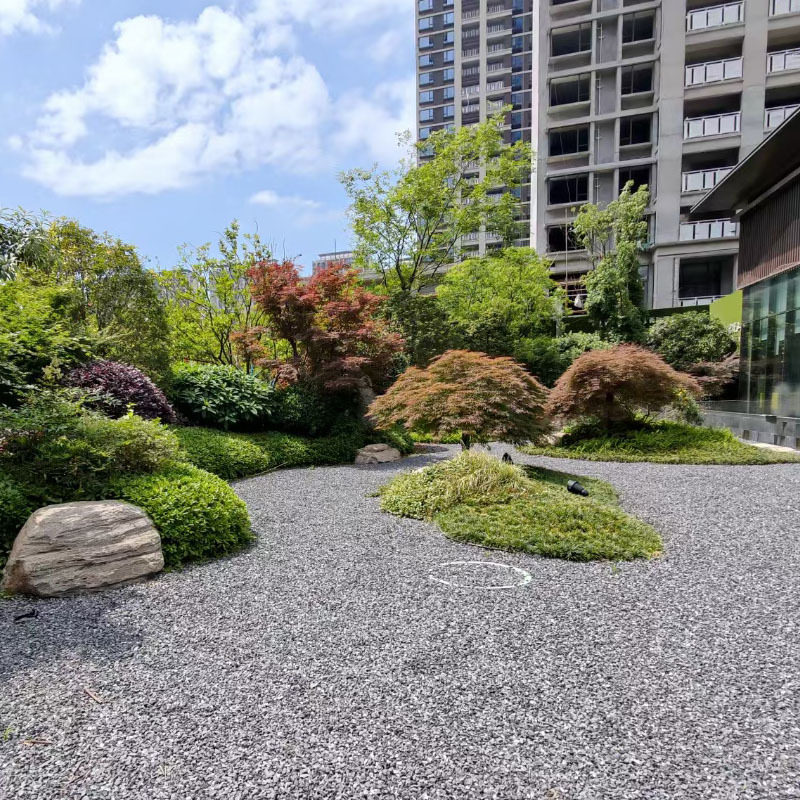 天然黑灰水洗砾石铺路造景