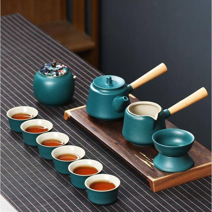 闽匠文礼11头双侧把陆宝茶具陆宝黑/绿商务活动礼品茶具套装