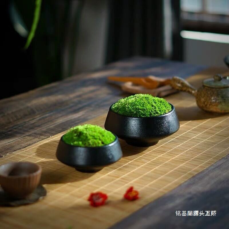 新中式仿真永生苔藓花艺 售楼处酒店圆桌仿真花植物餐桌设计师款