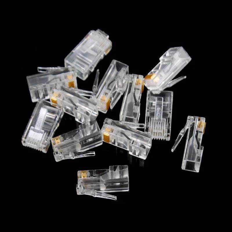 RJ458P8CCAT5E全新铜网络超五类水晶头0.35厚三叉小铜片1000个